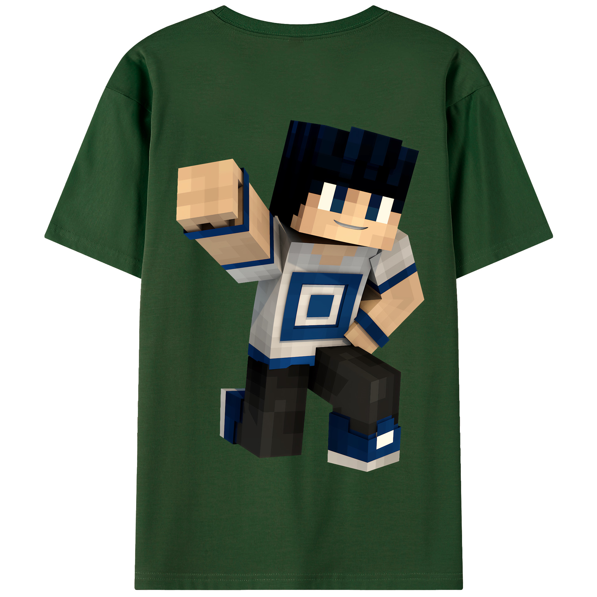 （画像用） マインクラフト ブロックの世界 Minecraft MC Block world 綿100％半袖Tシャツ（背面プリント）